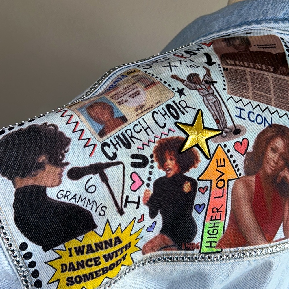 Whitney Houston Denim Shacket | Handmade DIY Customized 1 of 1 - Size L - Picture 7 of 11